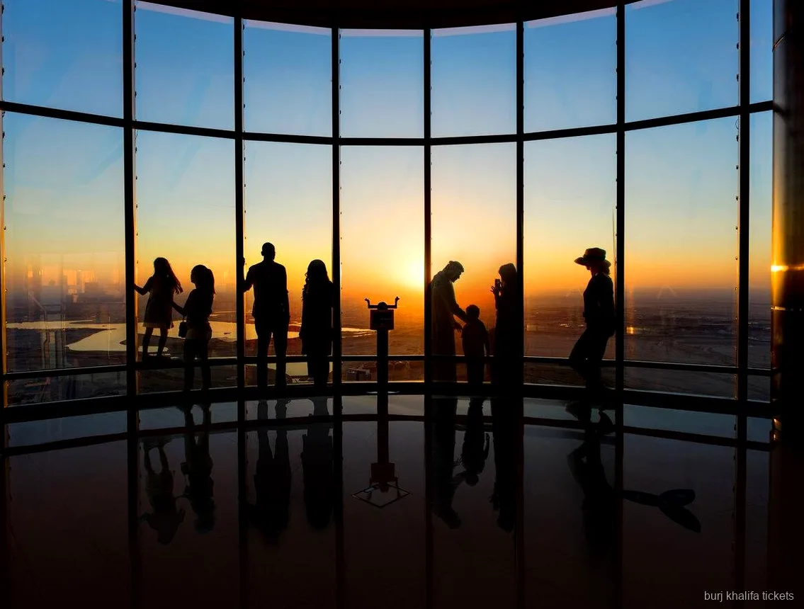 View from Burj Khalifa Level 124 observation deck over Downtown Dubai